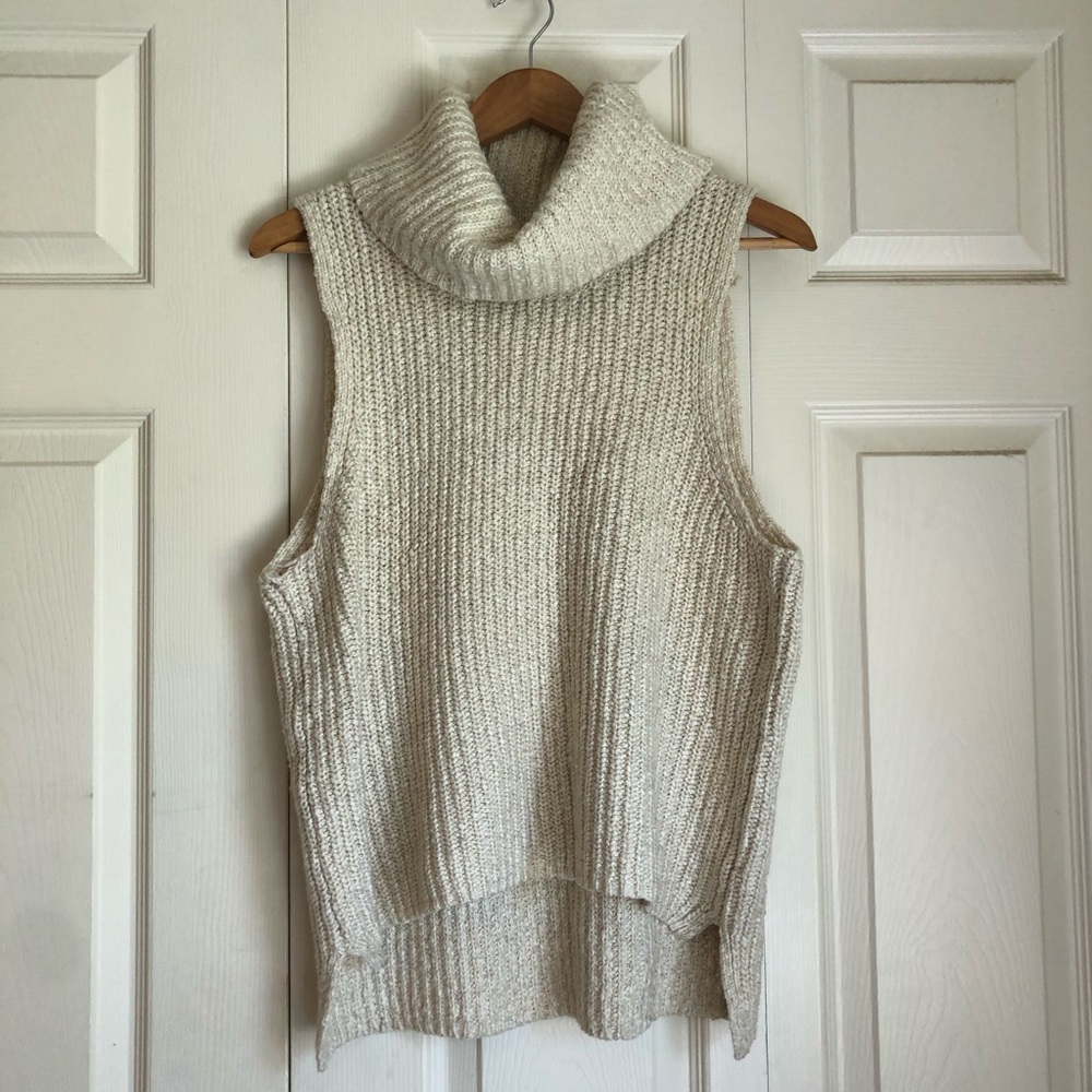 Cream Turtleneck Sweater Tank